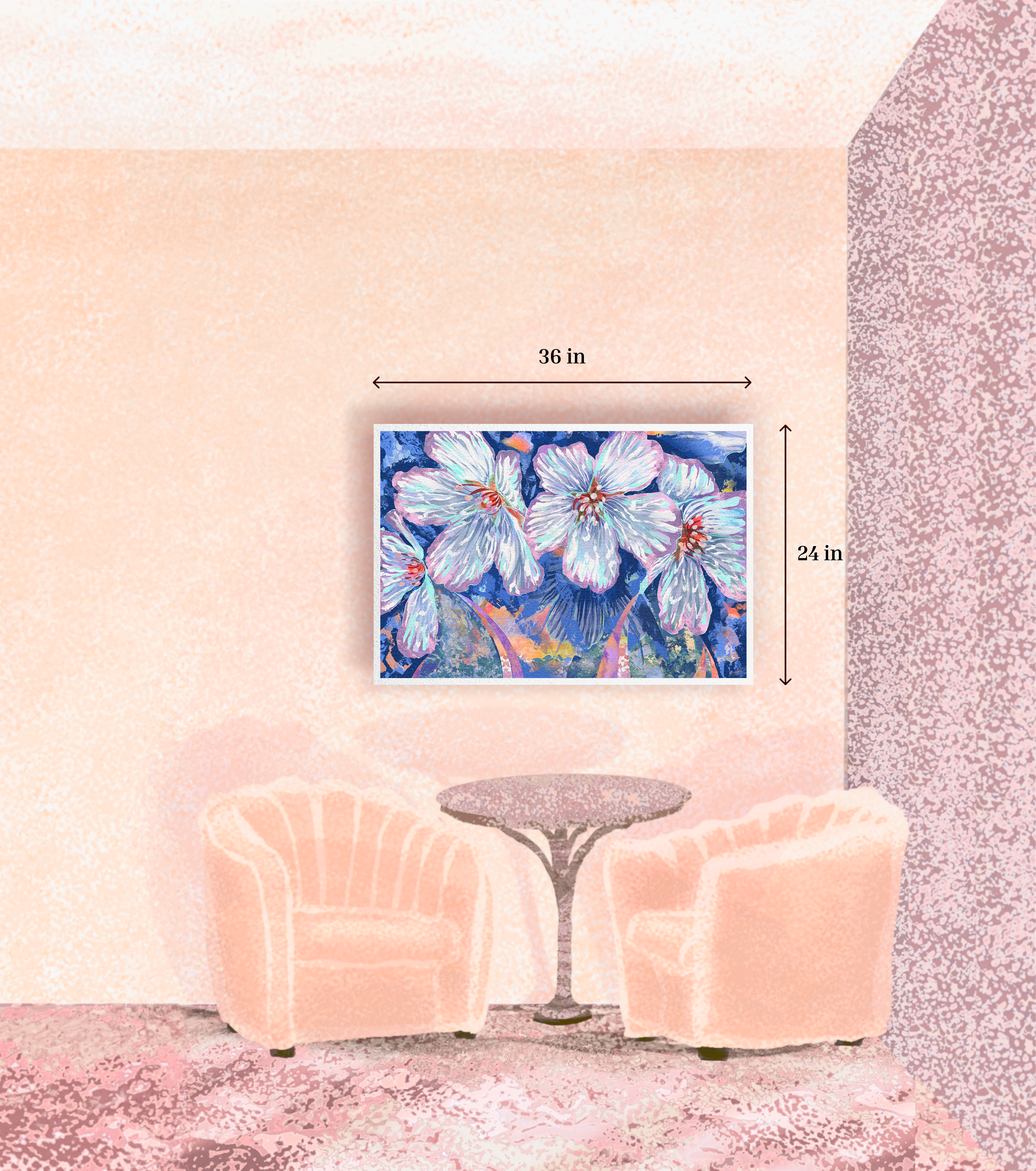 Four Blossoms on a Rainbow Print