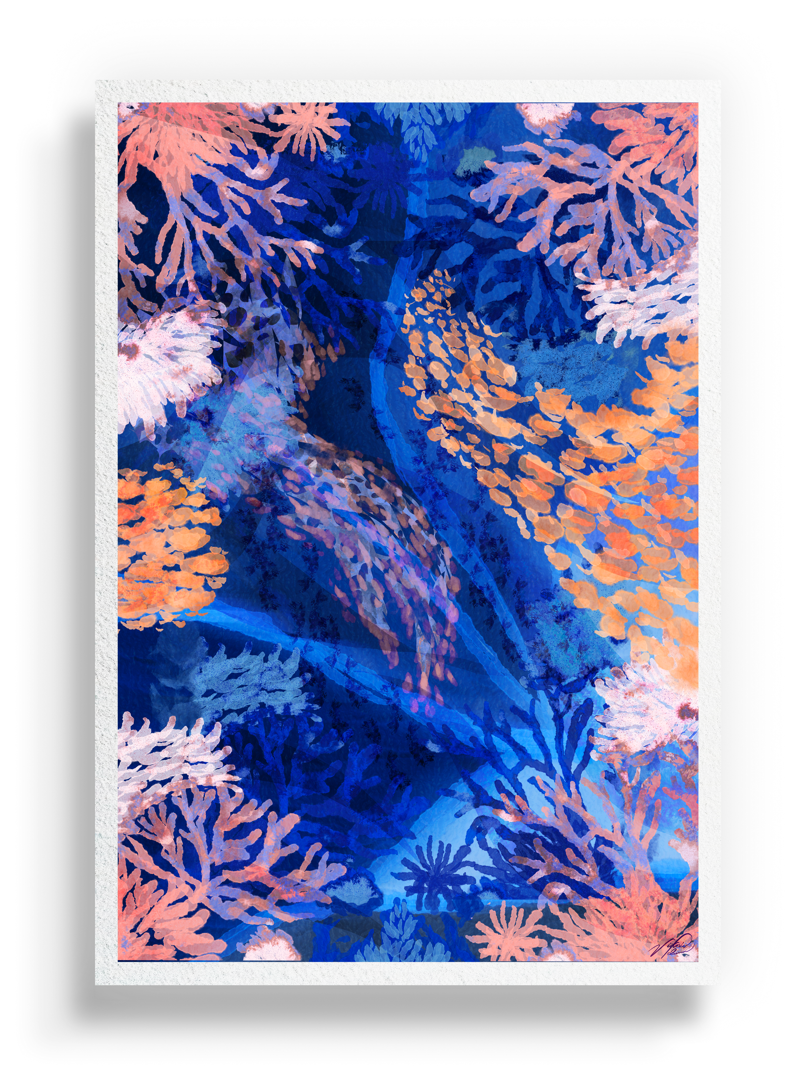 Peachy Corals & Blues Print