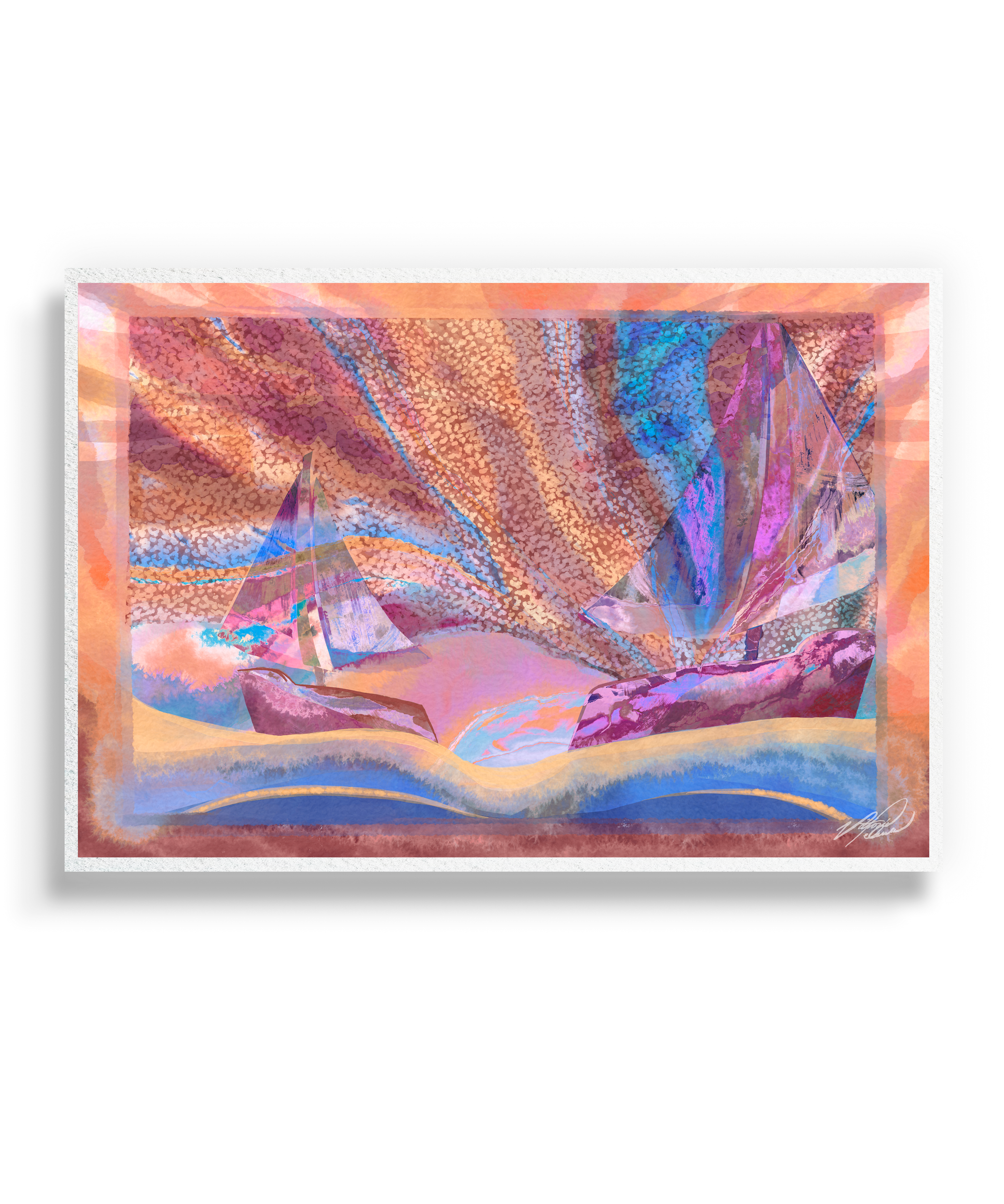 A Book on Sailing at Sunset Print