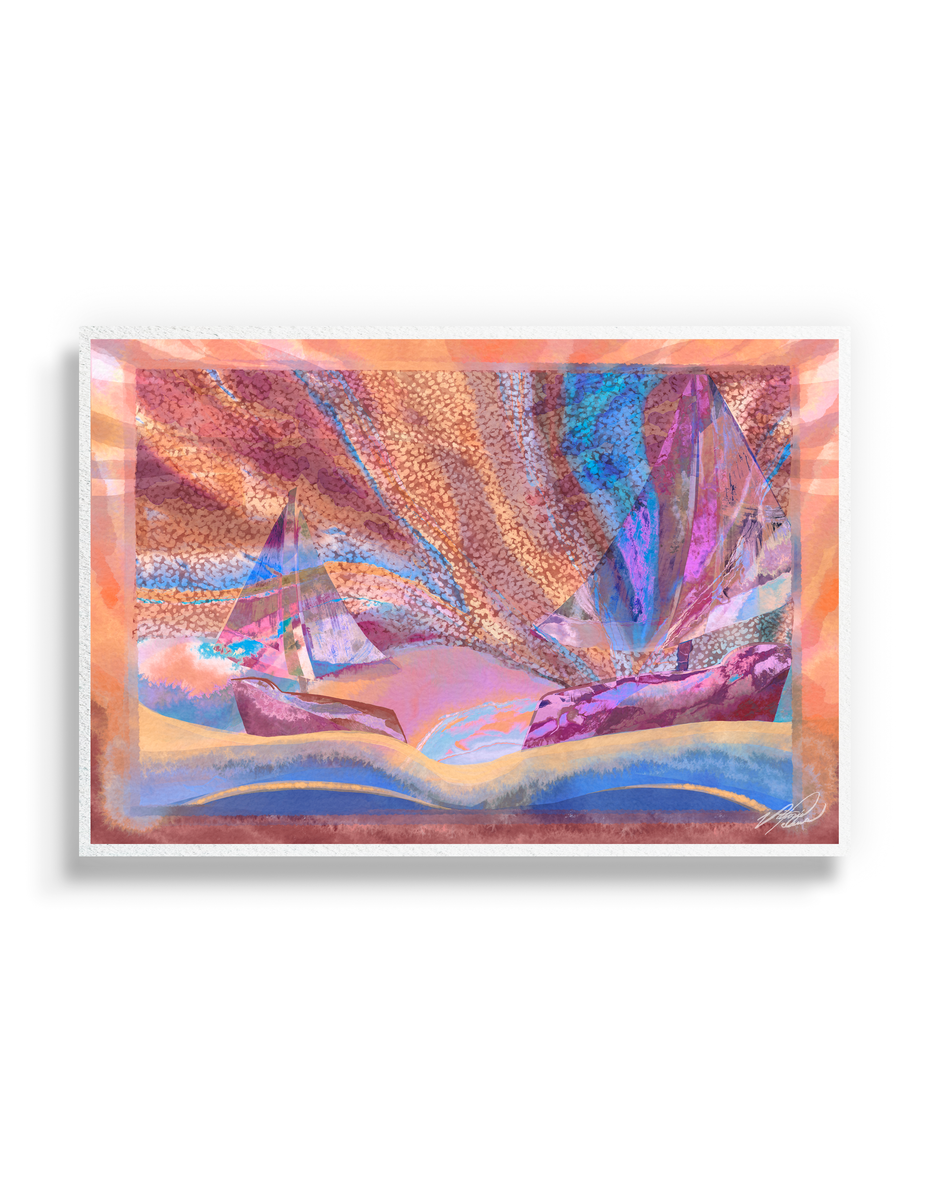 A Book on Sailing at Sunset Print