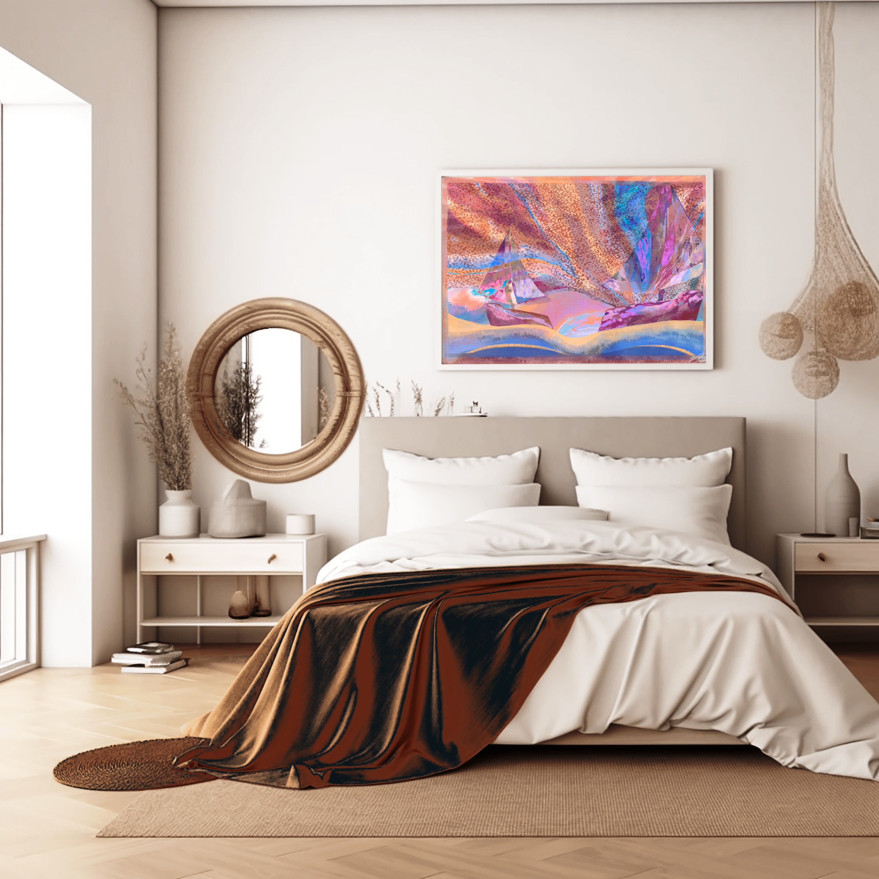 A Book on Sailing at Sunset Print