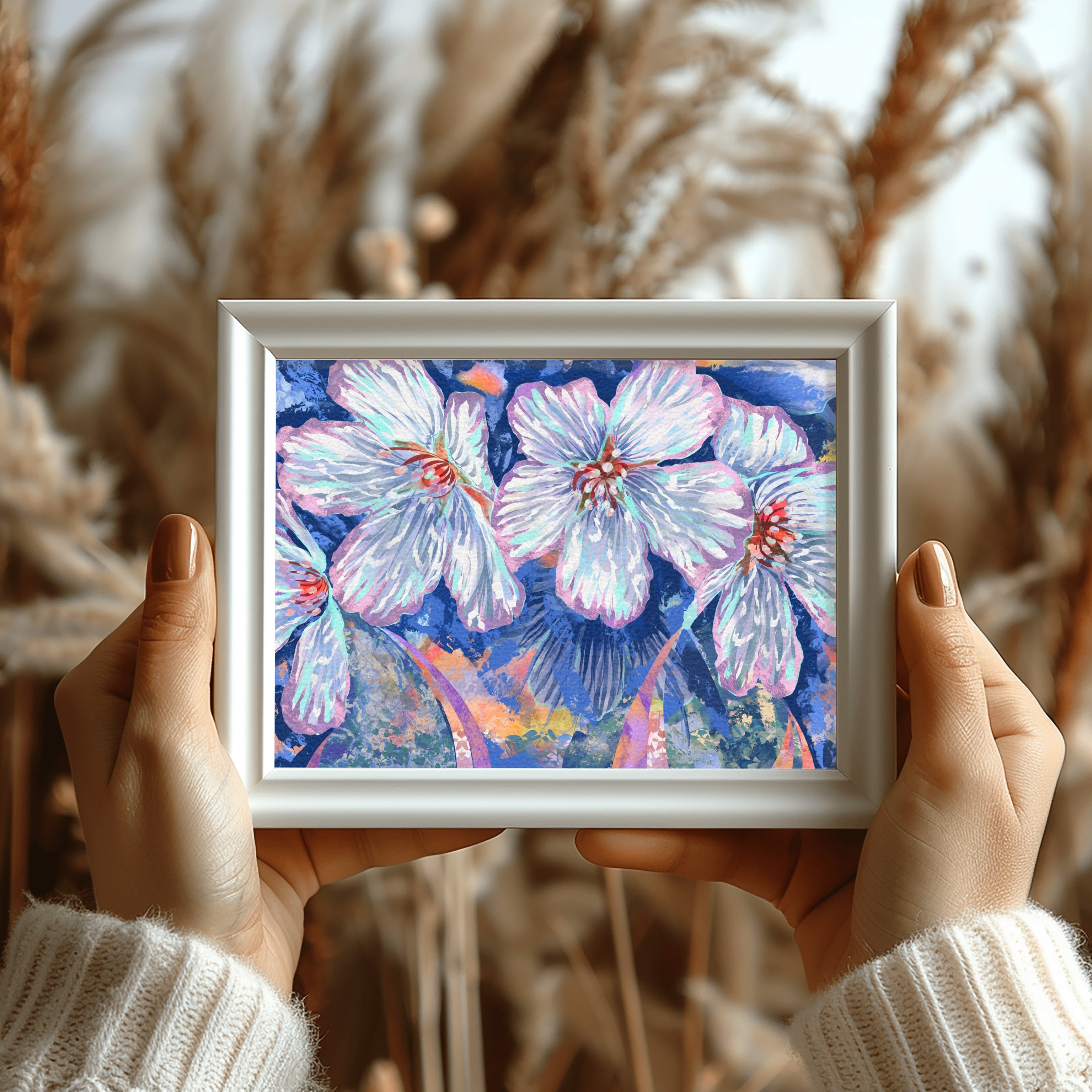 Four Blossoms on a Rainbow Print